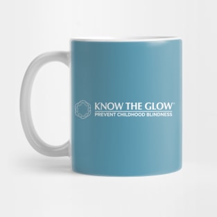Know The Glow White Logo on Blue Mug